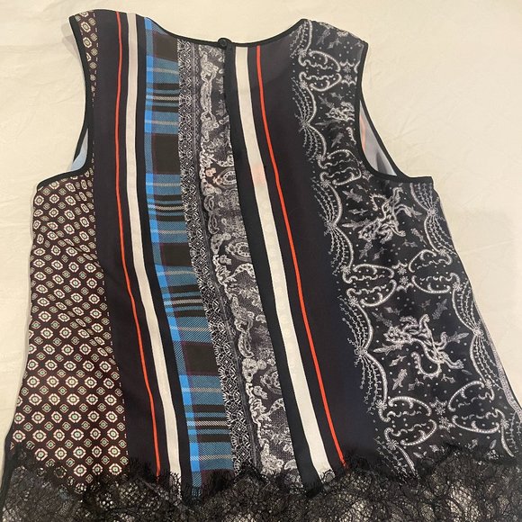 Clover Canyon multi-color sleeveless tank with lace. Size SMALL - Picture 2 of 5